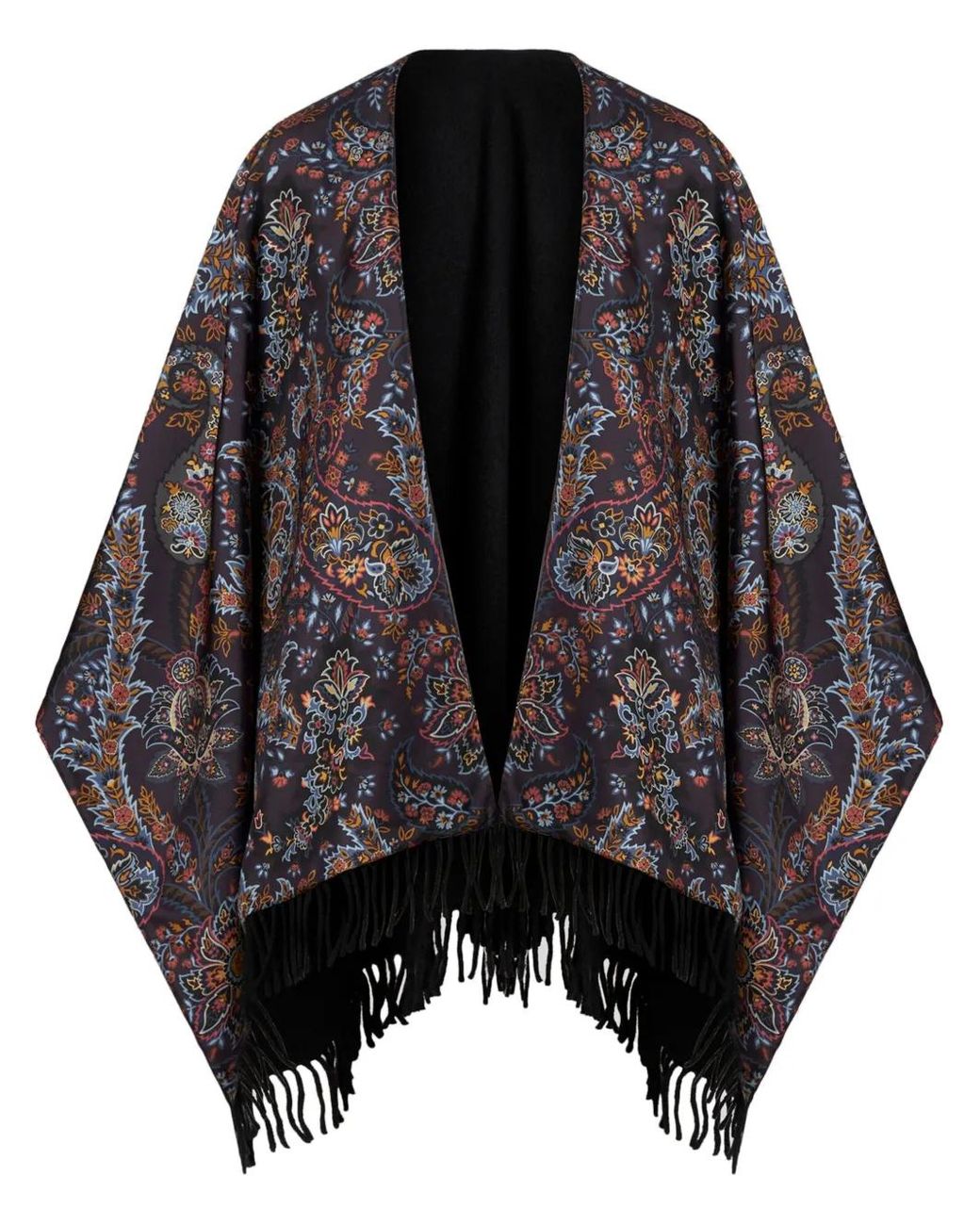 Etro Black Paisley Print Cape
