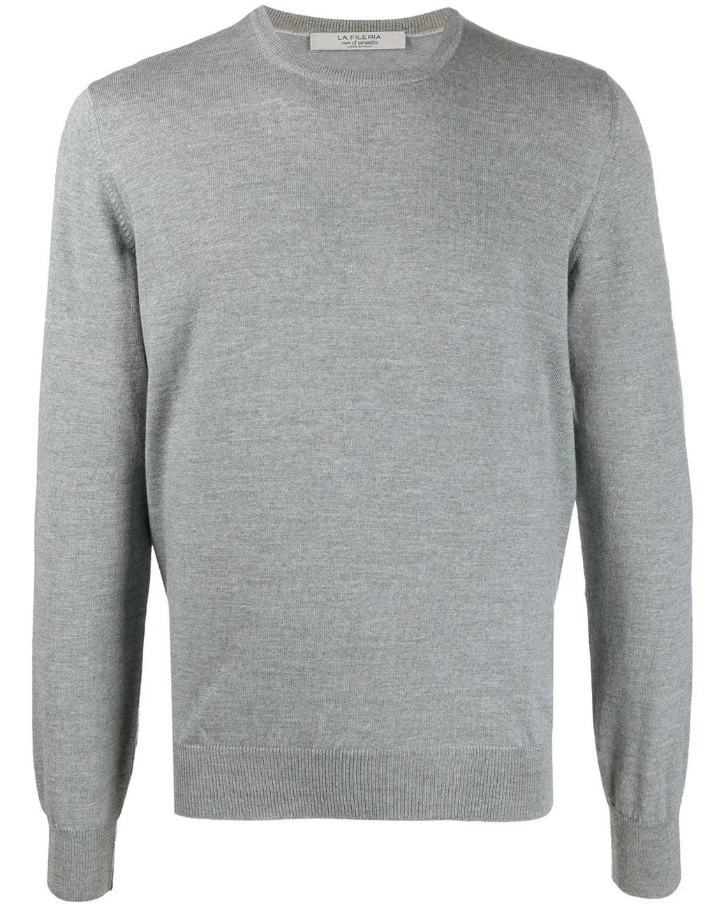 D4.0 Gray Virgin Wool Crew-Neck Jumper for men