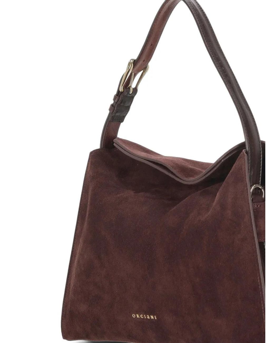 Orciani Brown Suede-Finish Shoulder Bag