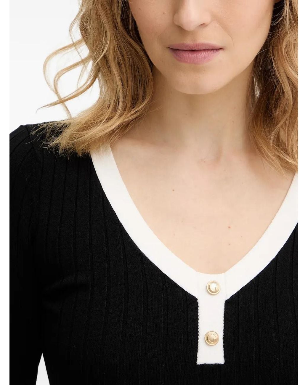 Guess Black Contrasting Trim Sweater
