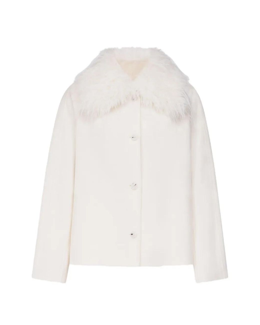 Loulou de Saison White Rafe Detachable Faux-Fur Collar Jacket