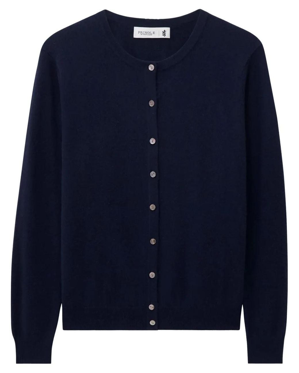 Pringle of Scotland Blue Crew-Neck Cashmere Cardigan
