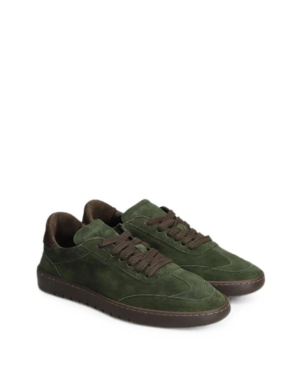 PIUMESTUDIO Green Suede-Panel Sneakers for men