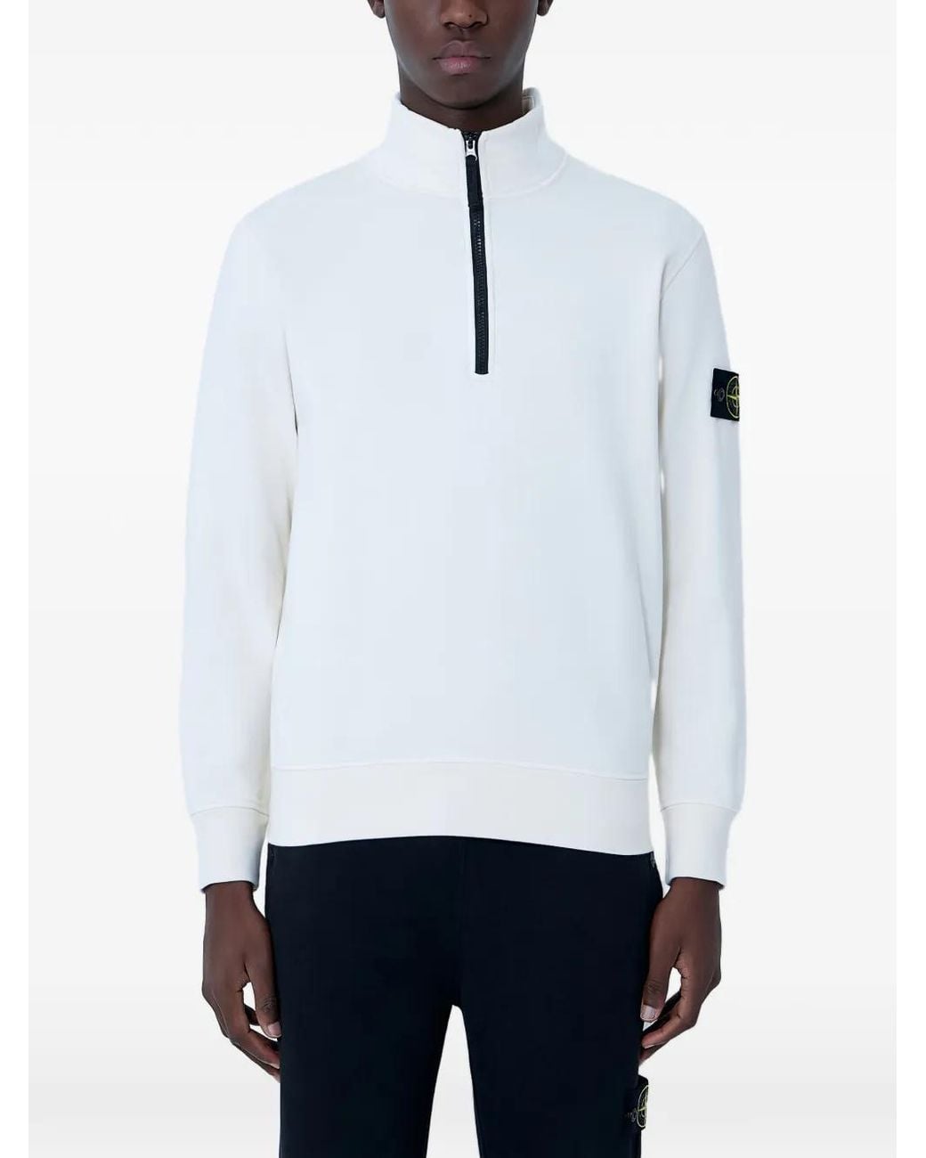 Stone Island White 6100070 Organic Cotton Fleece Sweatshirt for men