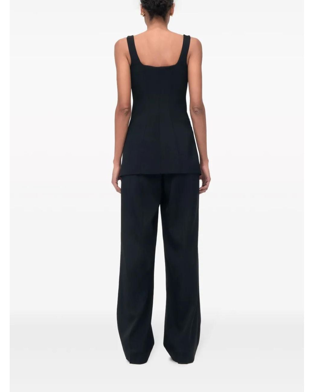 Another Tomorrow Blue Square-Neck Button-Front Top