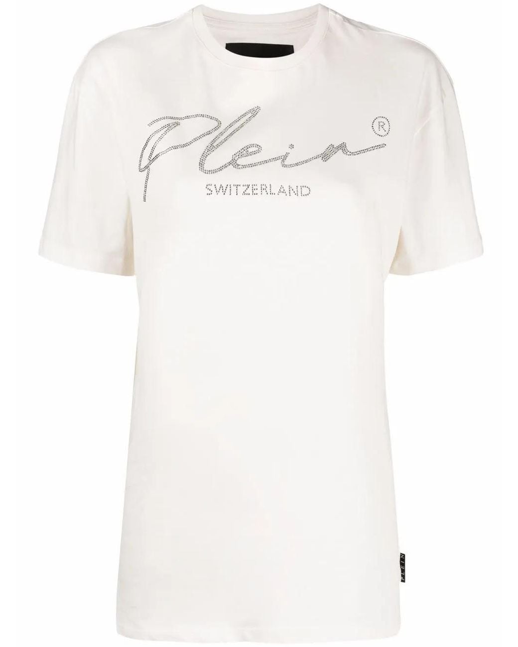 Philipp Plein White Crystal Logo T-Shirt