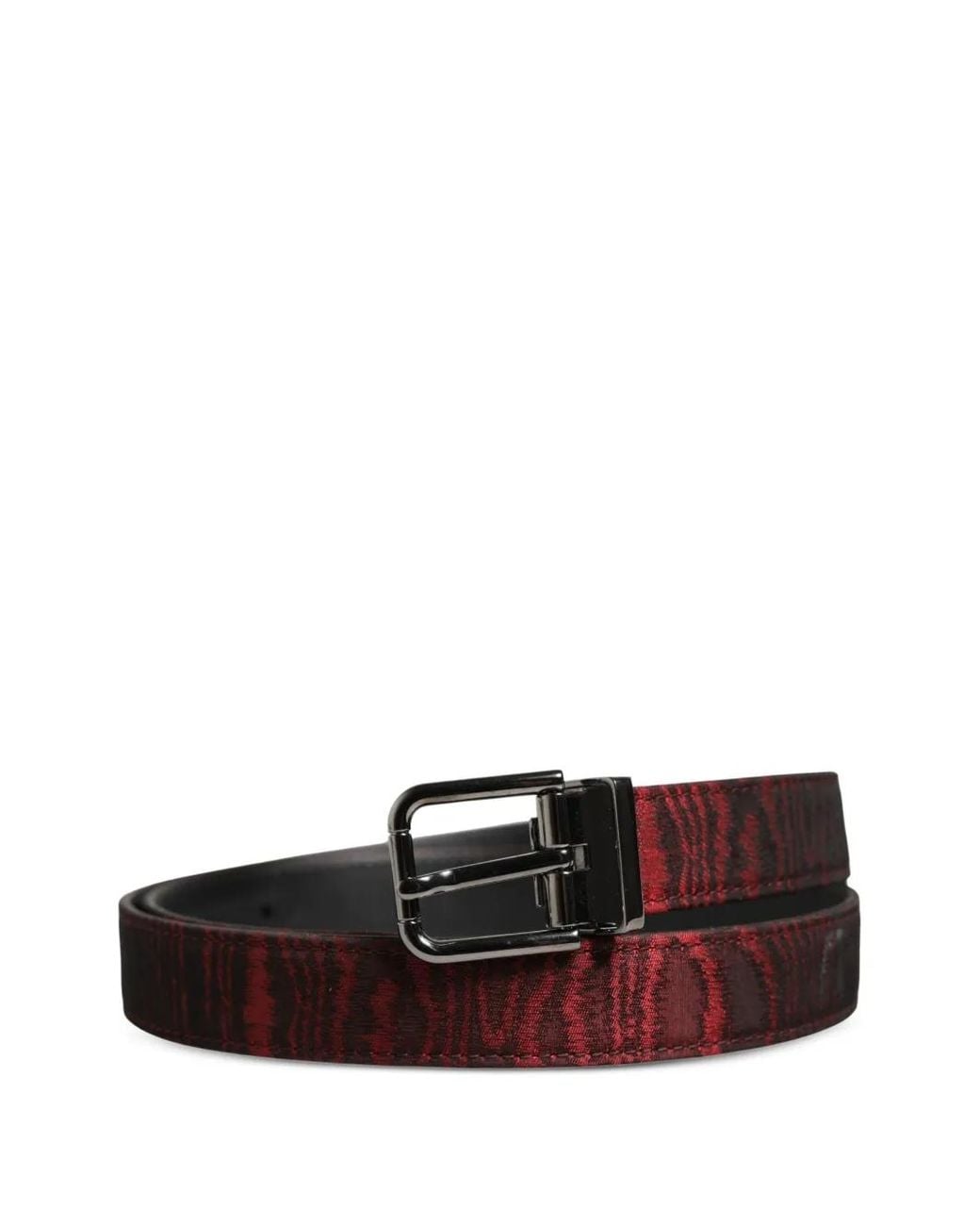 Dolce & Gabbana White Jacquard Metal-Buckle Belt for men