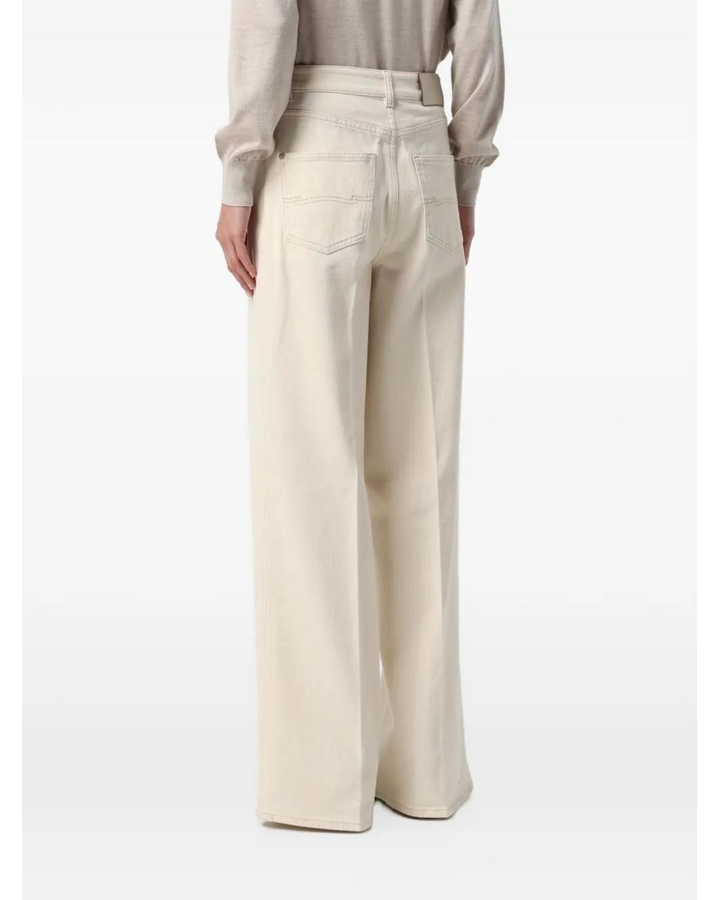 Agnona Natural Pressed-Crease Wide-Leg Jeans
