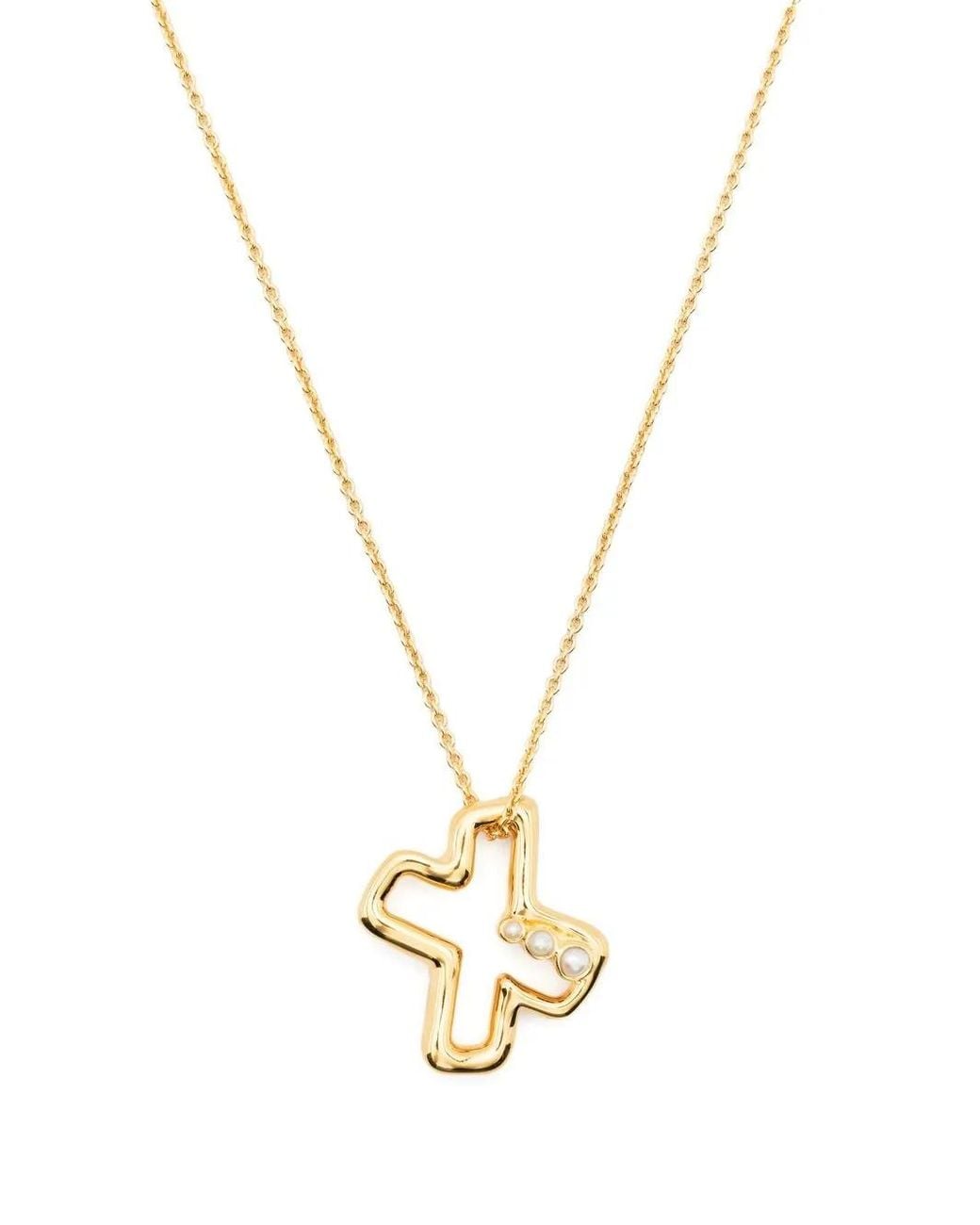 Missoma Metallic Pearl-Embellished Initial Pendant Necklace
