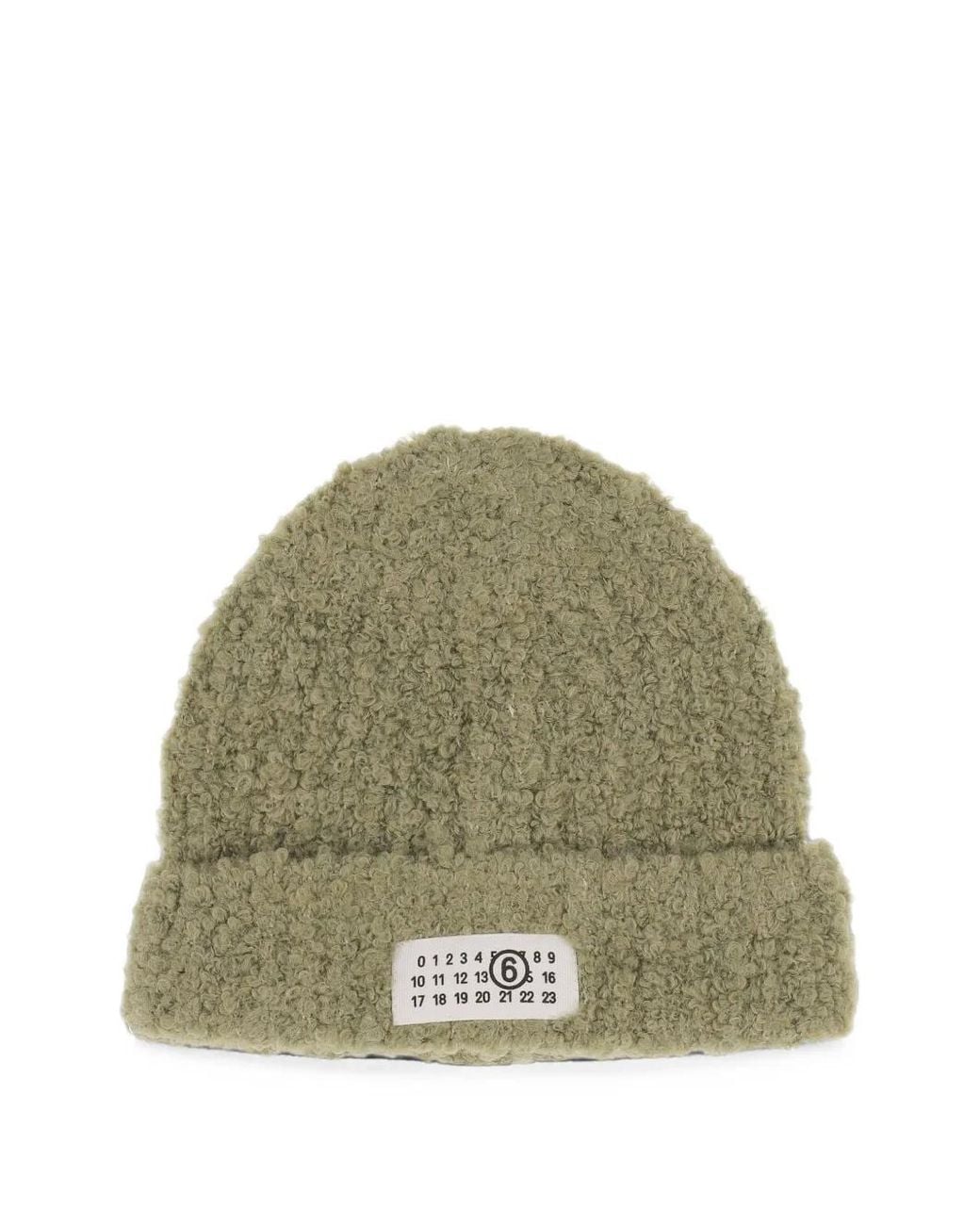 MM6 by Maison Margiela Green Logo-Patch Beanie Hat