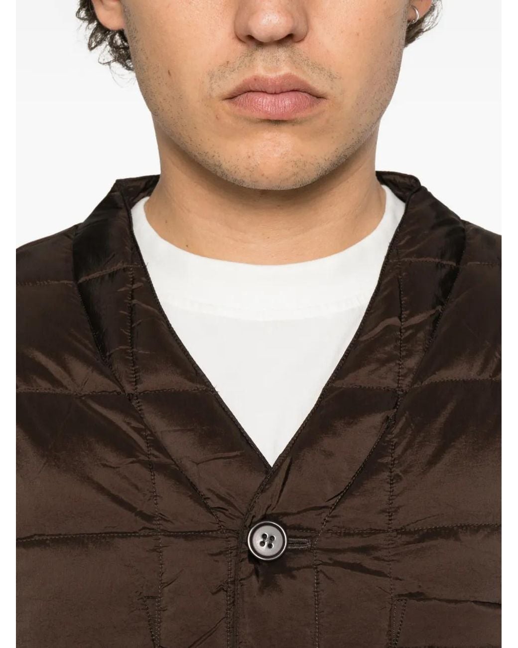 Universal Works Brown Quilted Button-Up Jacket for men