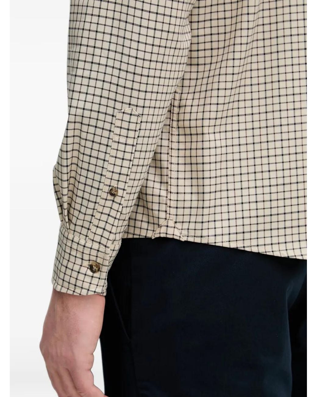 Sisley Gray Check-Pattern Long-Sleeve Shirt for men