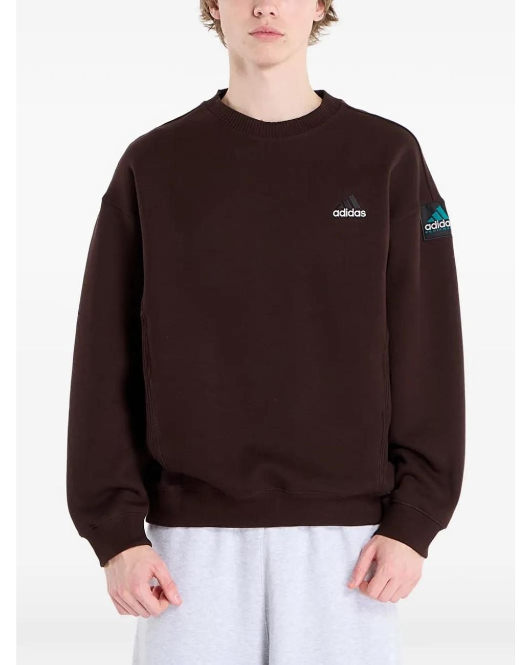 Adidas Brown Crew-Neck Sweatshirt for men