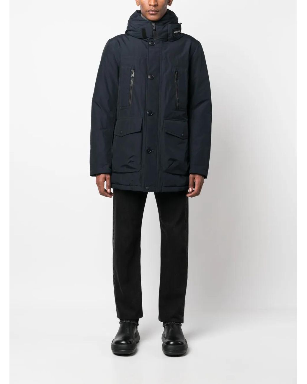 Woolrich Blue Dark Oversize Coat for men