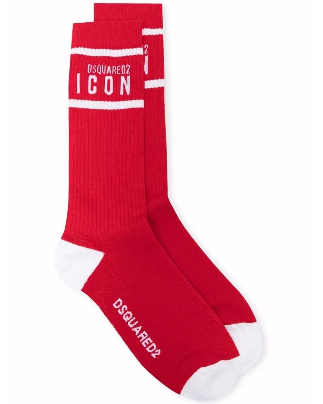 DSquared² Red Icon Ribbed Ankle Socks for men