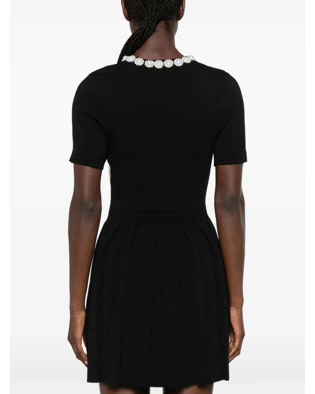 Sandro Black Short Dress With Beaded Flowers