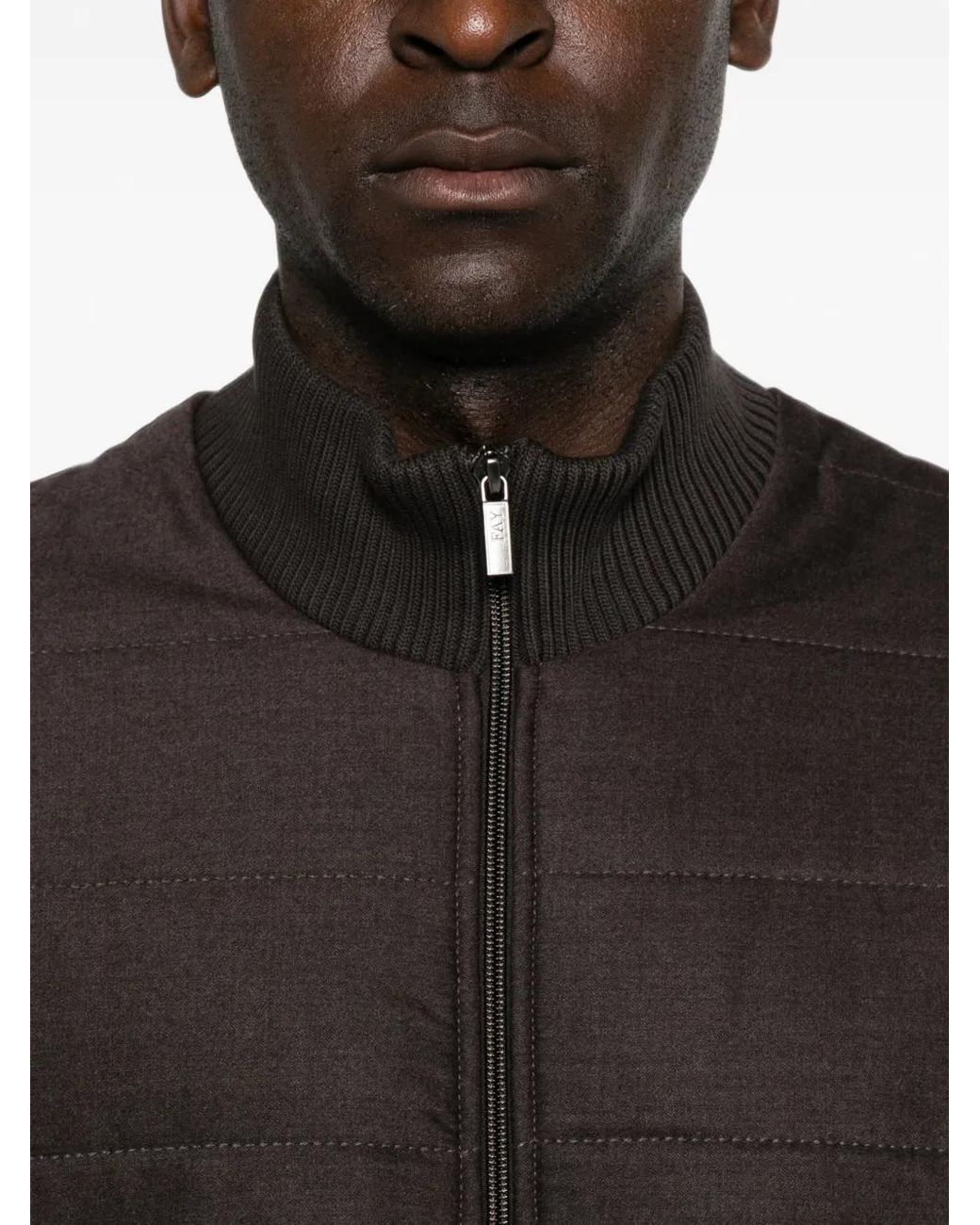 Fay Brown Quilted Zip-Up Jacket for men