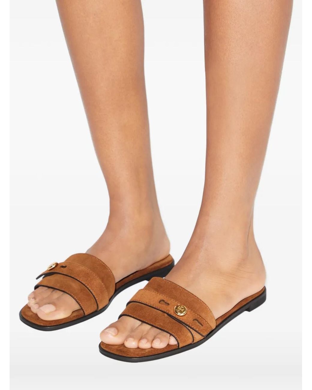 Tory Burch Brown Romy Slide Sandals