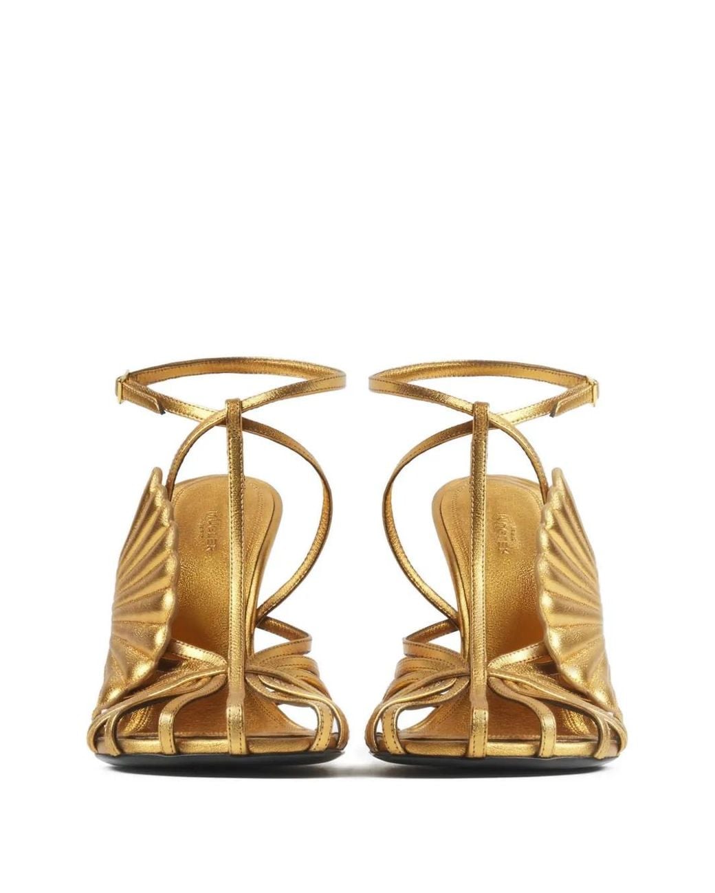 Mugler Metallic Sandales À Bride Salomé Et Détail Coquillage