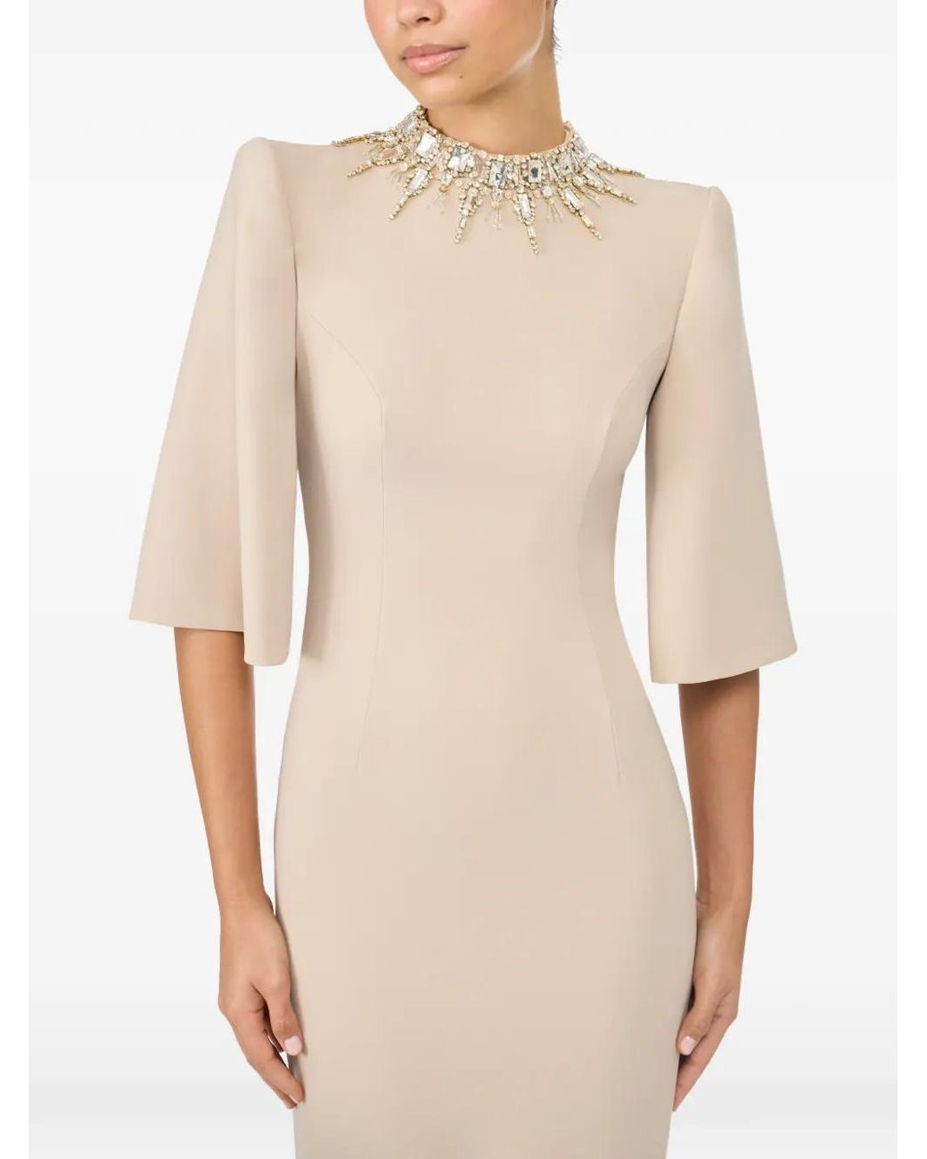 Jenny Packham Natural Bibi Crystal-Embellished Dress