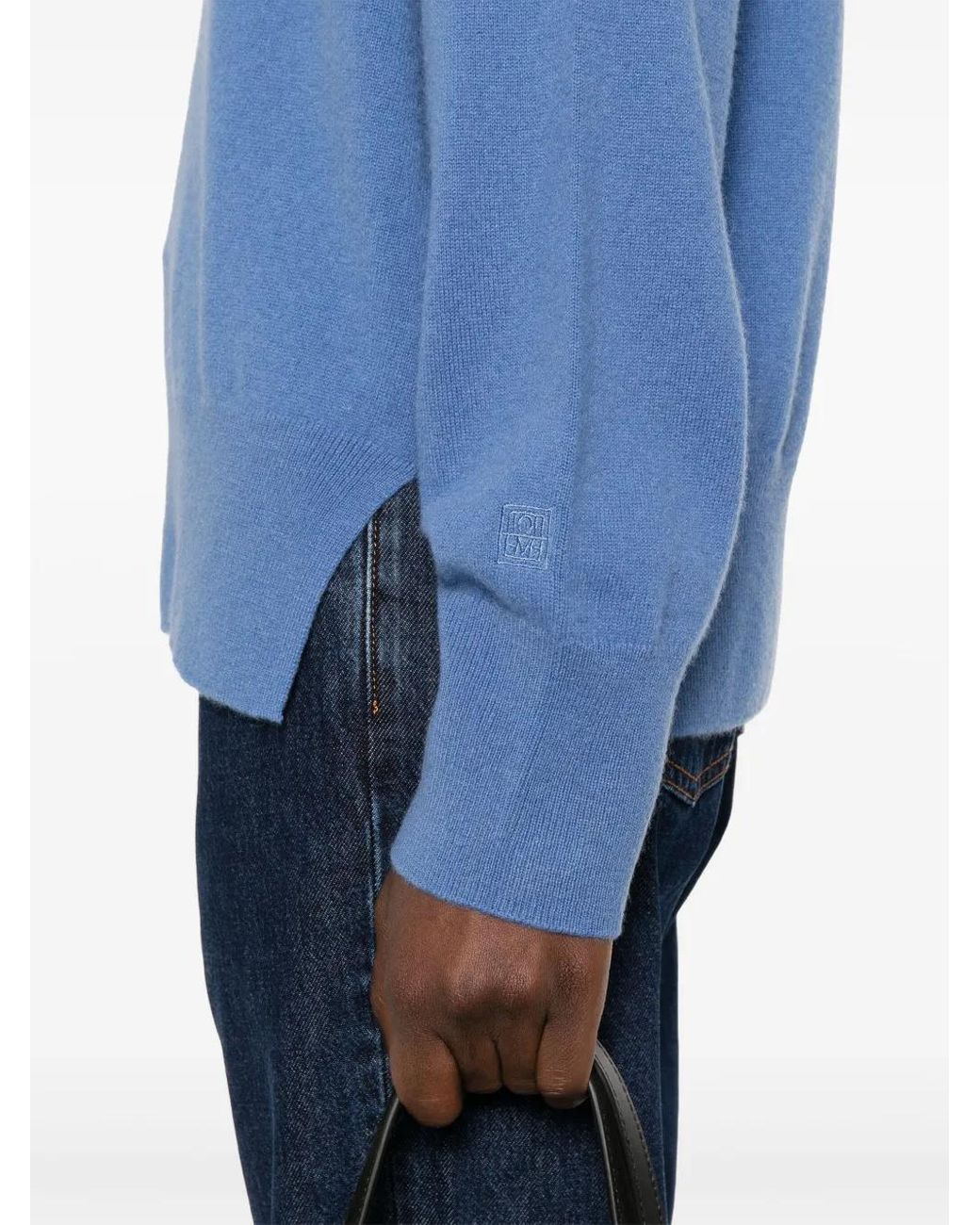 Totême Blue Crew-Neck Cashmere Sweater