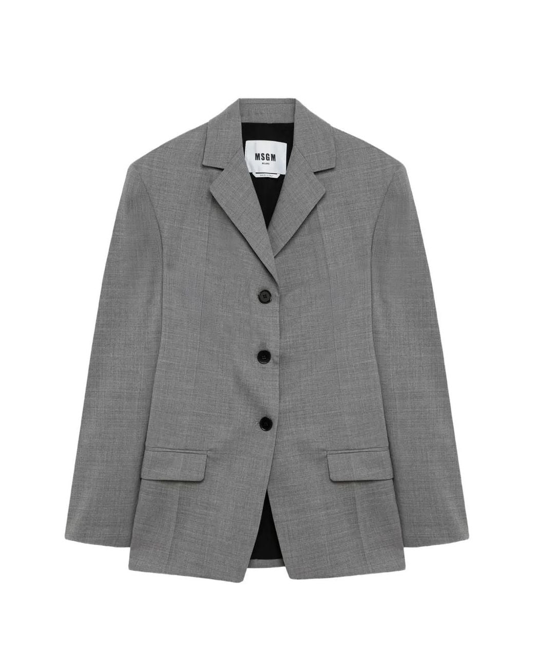 MSGM Gray Darted Single-Breasted Jacket