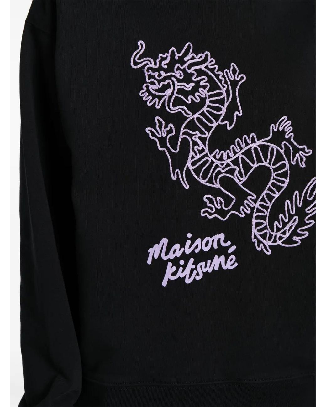 Maison Kitsuné Black Chinese Dragon Cotton Sweatshirt
