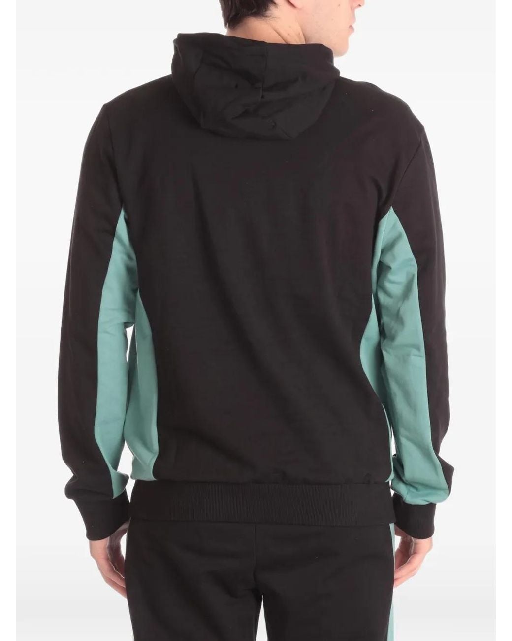 Fila Black Logo-Print Panelled Hoodie for men