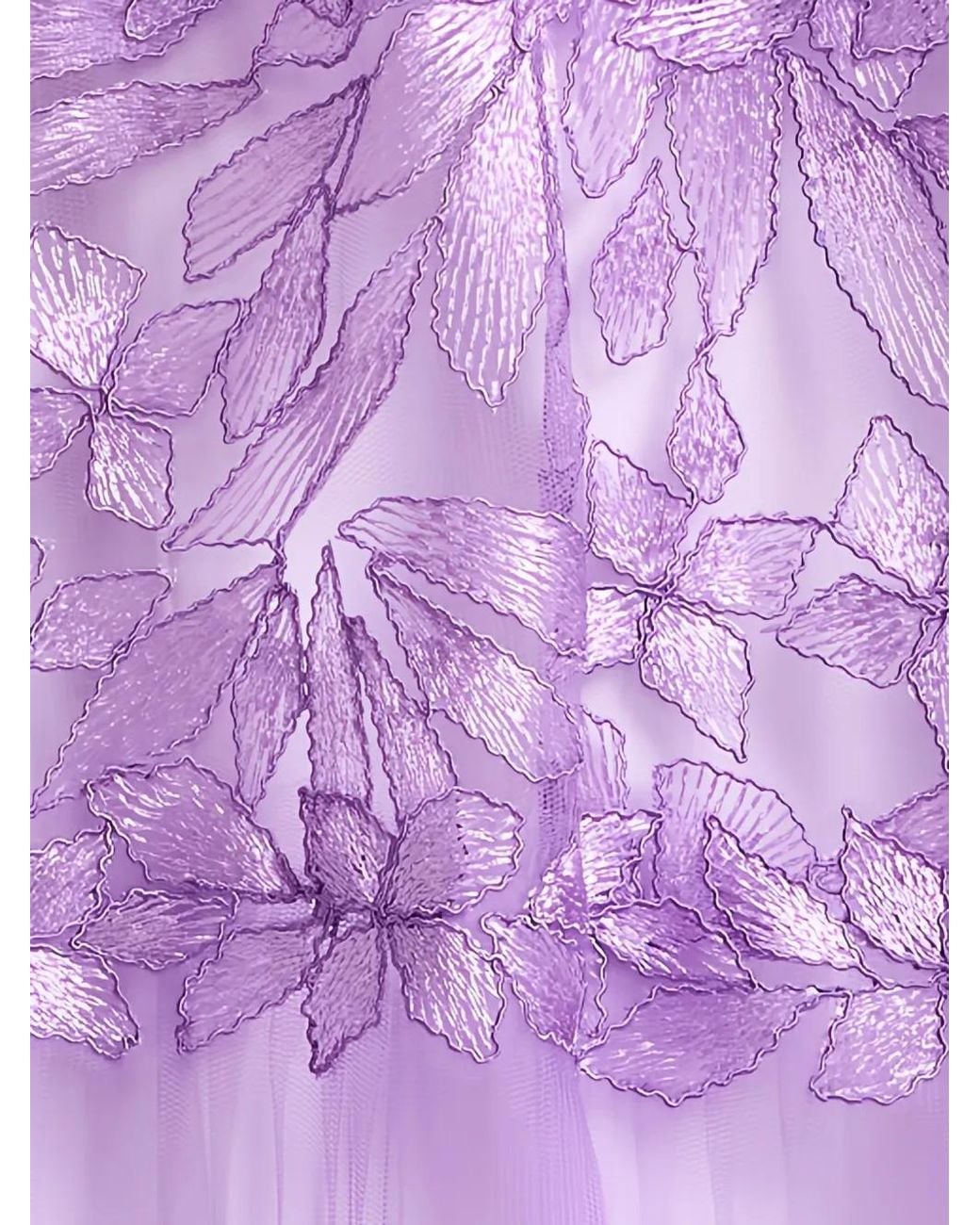 Tadashi Shoji Purple Floral Off-Shoulder Midi Dress
