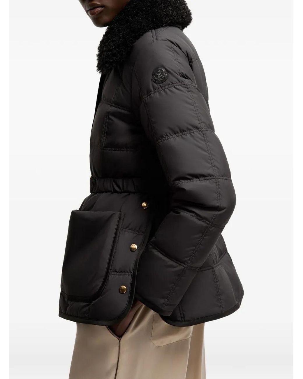 Moncler Black Cygnes Belted Short Down Jacket