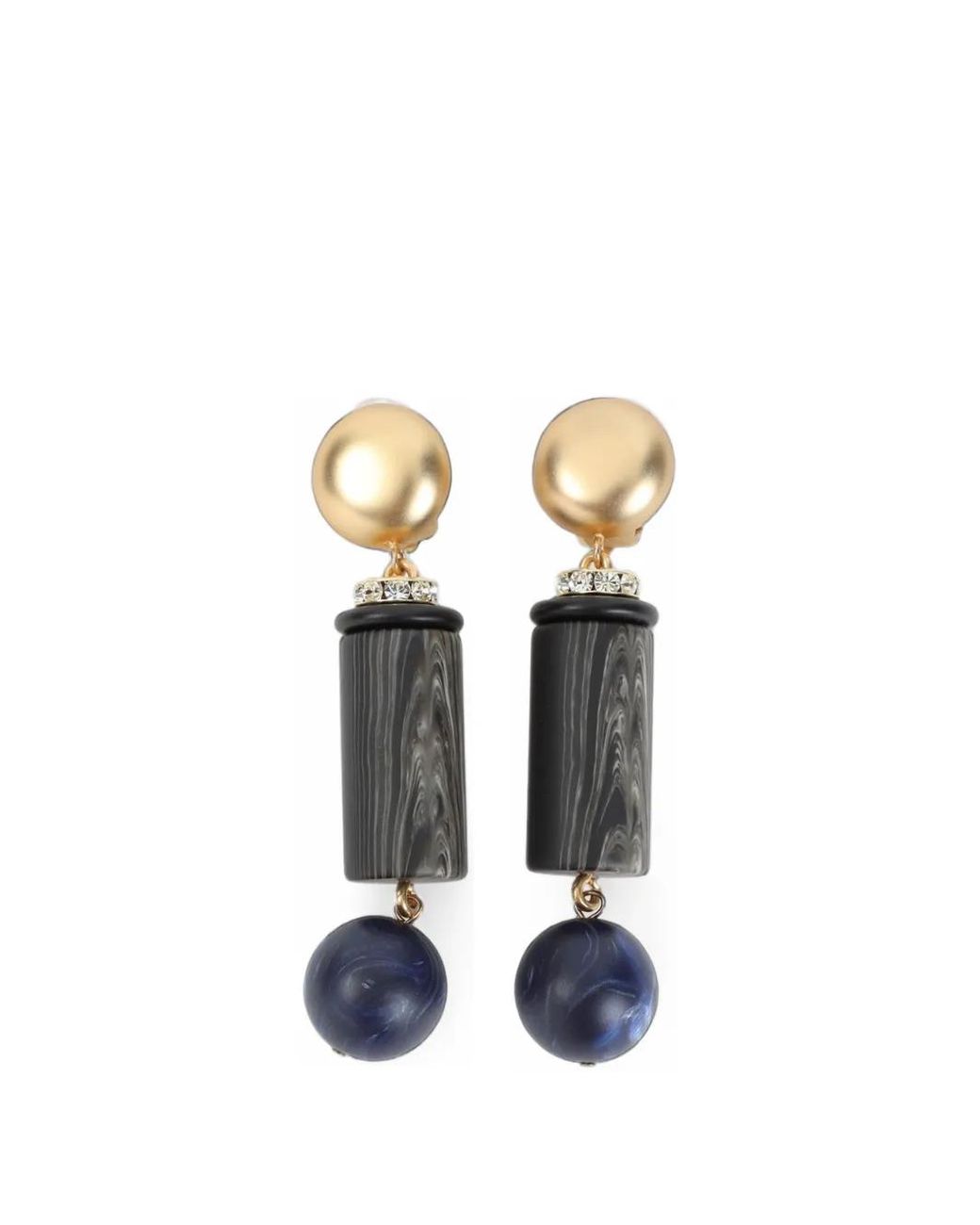 Giorgio Armani White Crystal-Embellished Drop Earrings