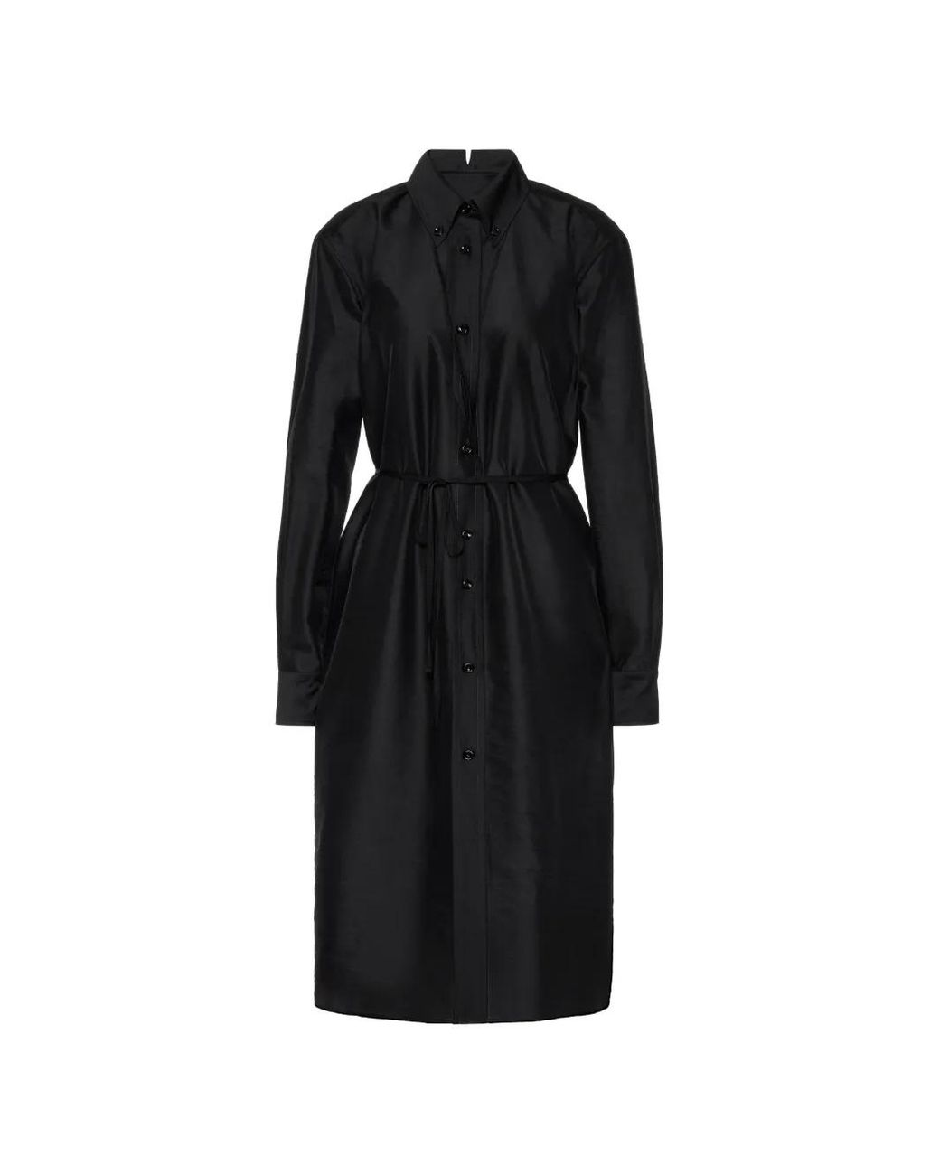 Maison Margiela Black Fold-Collar Midi Dress