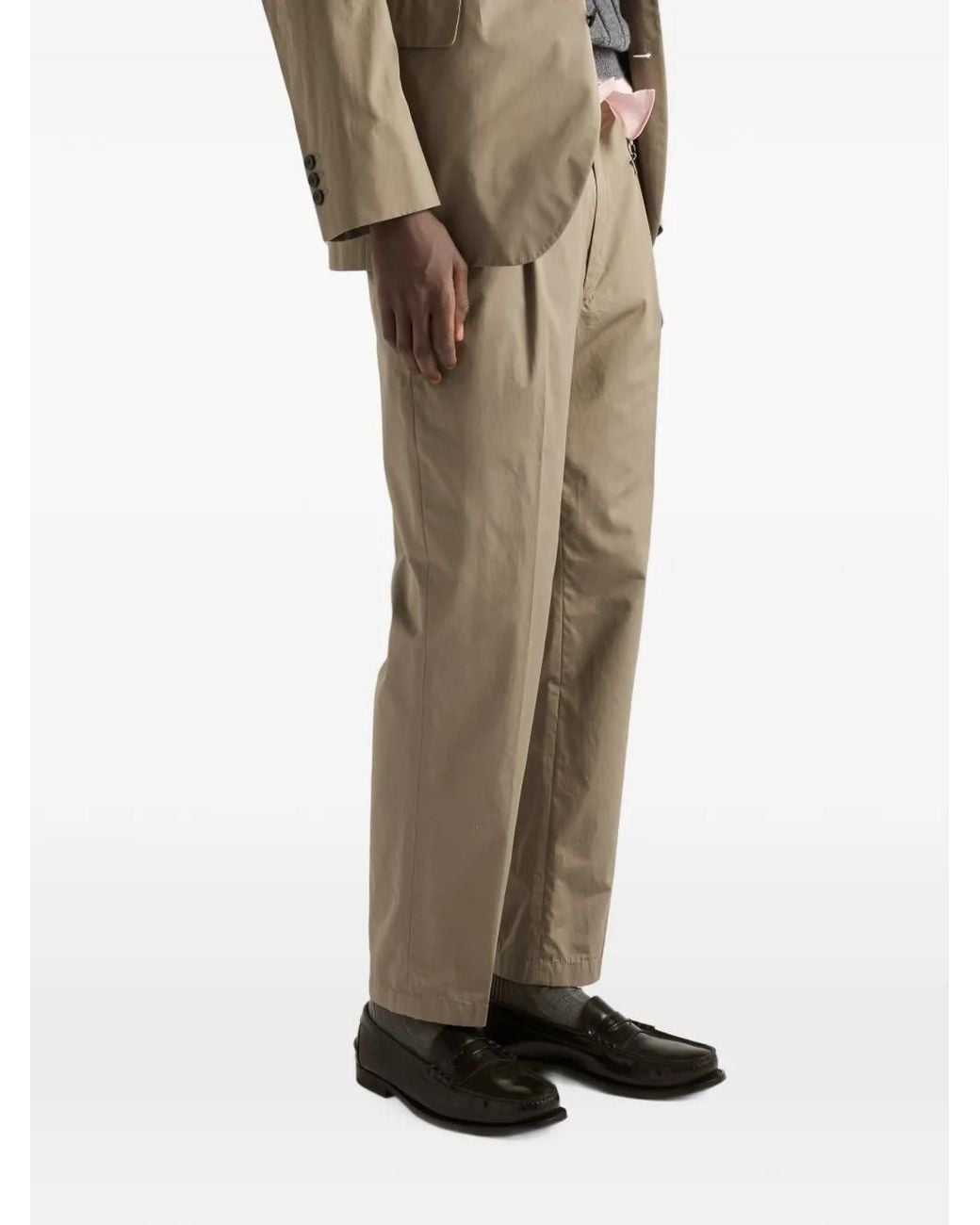 Prada Natural Cotton Pants With Key Ring for men