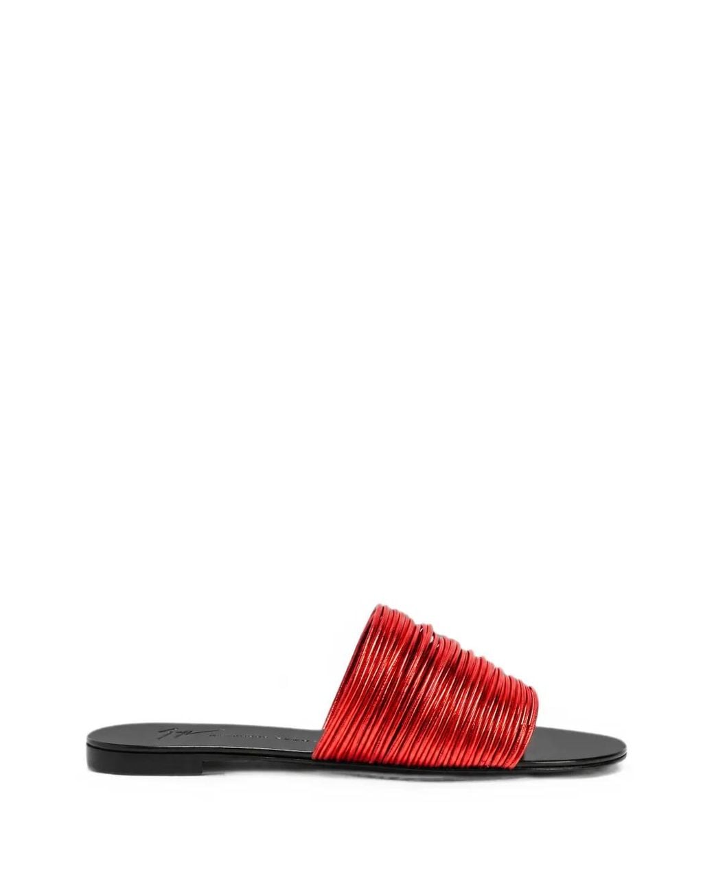 Giuseppe Zanotti Red Clio Laminated Leather Sandals