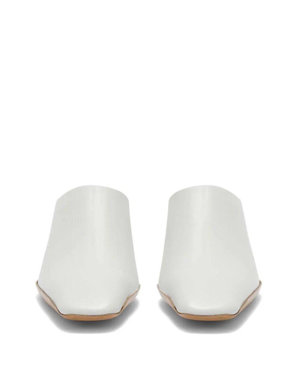 Jil Sander White Square-Toe Leather Mules