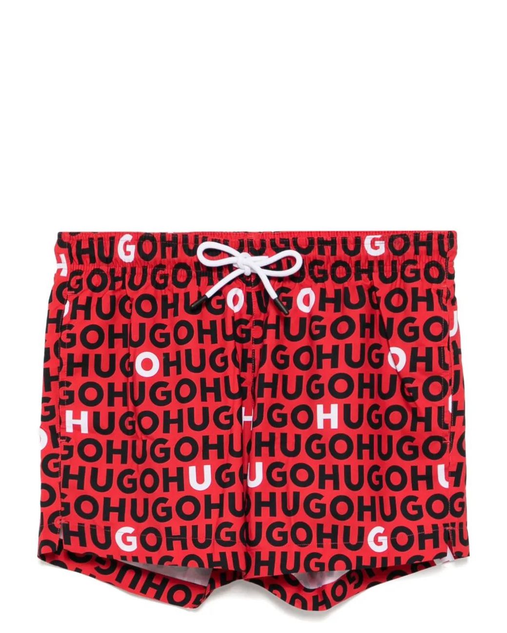 Boss Red Logo Print Swim Shorts for men
