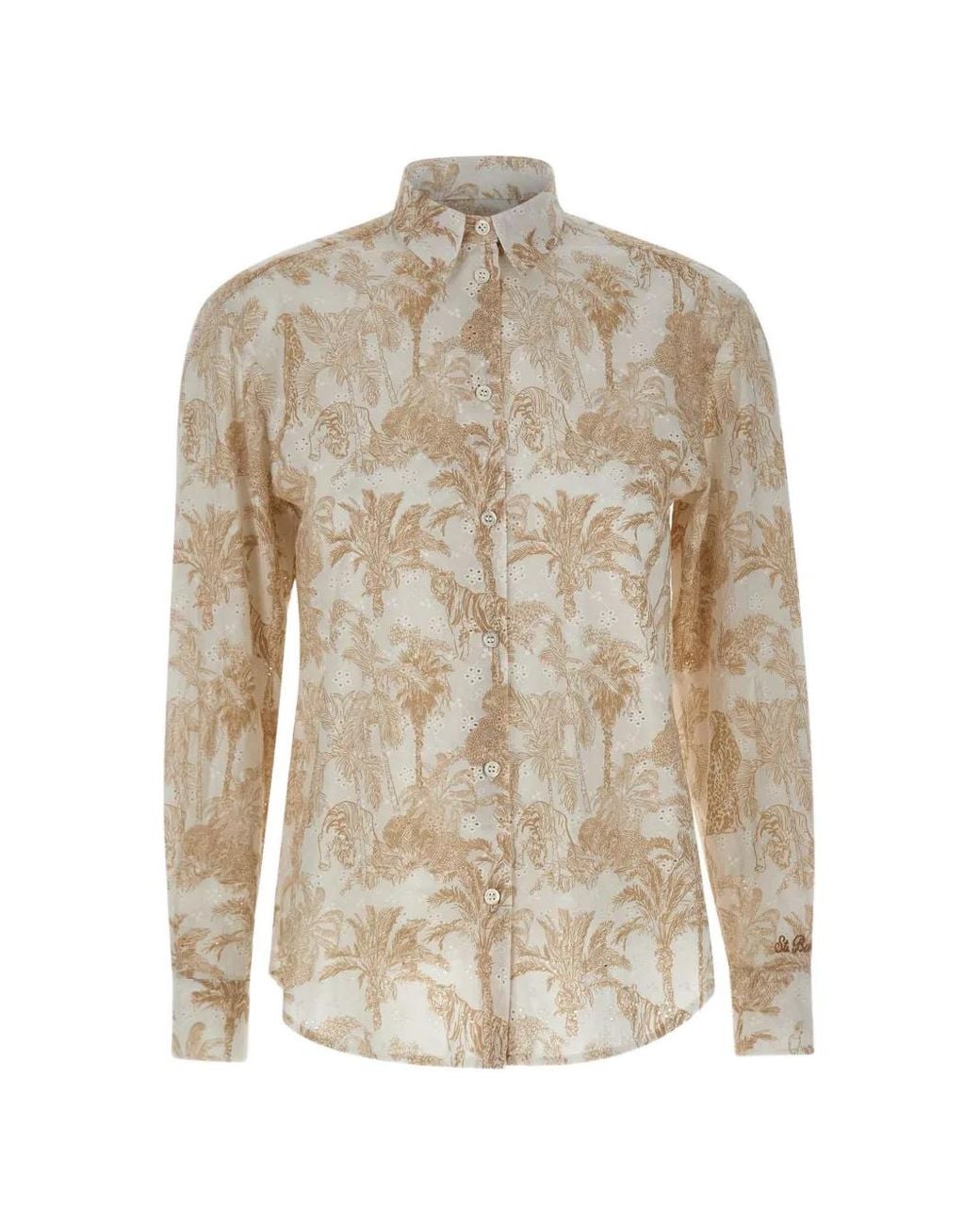 Mc2 Saint Barth White Meredith Linen Shirt With Print