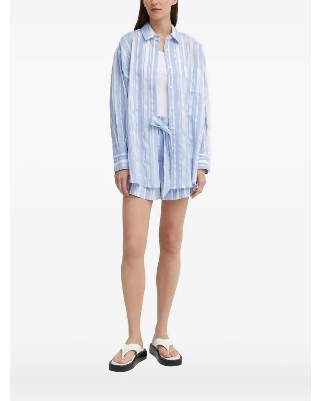 Bruuns Bazaar Blue Striped Pocket Shirt
