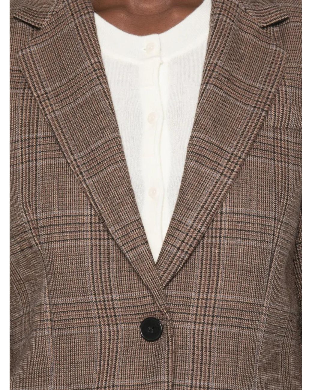 Sandro Brown Check Wool Jacket
