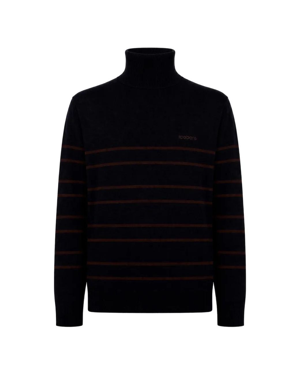 Iceberg Black Striped Roll-Neck Sweater for men