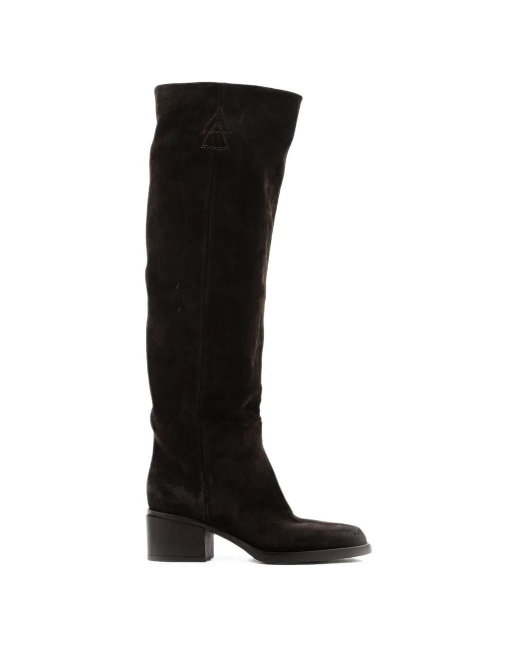 Elena Iachi Black Square-Toe Knee-High Boots