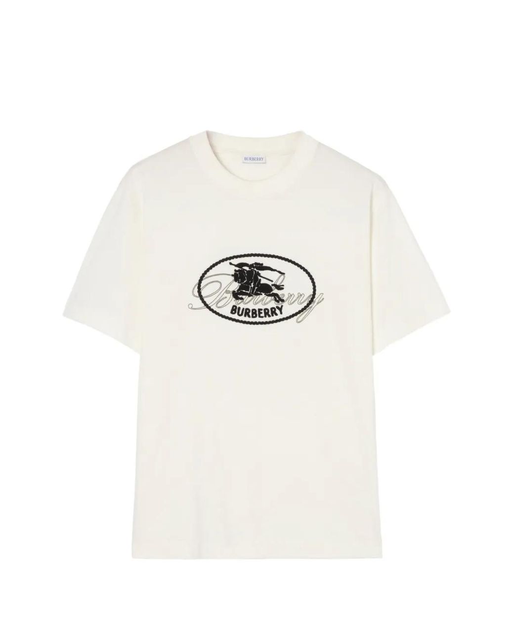 Burberry White Knight Stamp Cotton T-Shirt for men