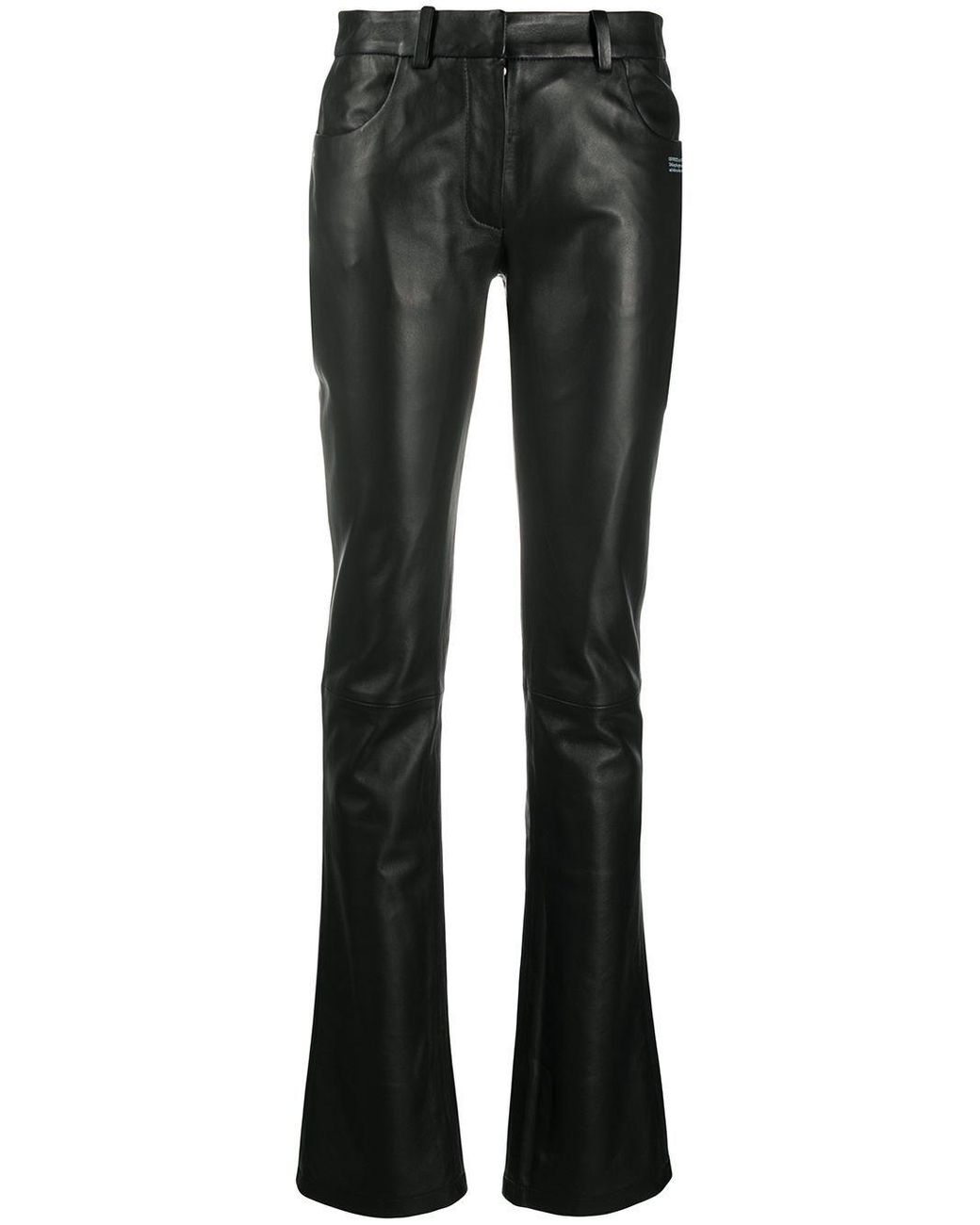 Off-White c/o Virgil Abloh Flared Leather Trousers in Black - Lyst