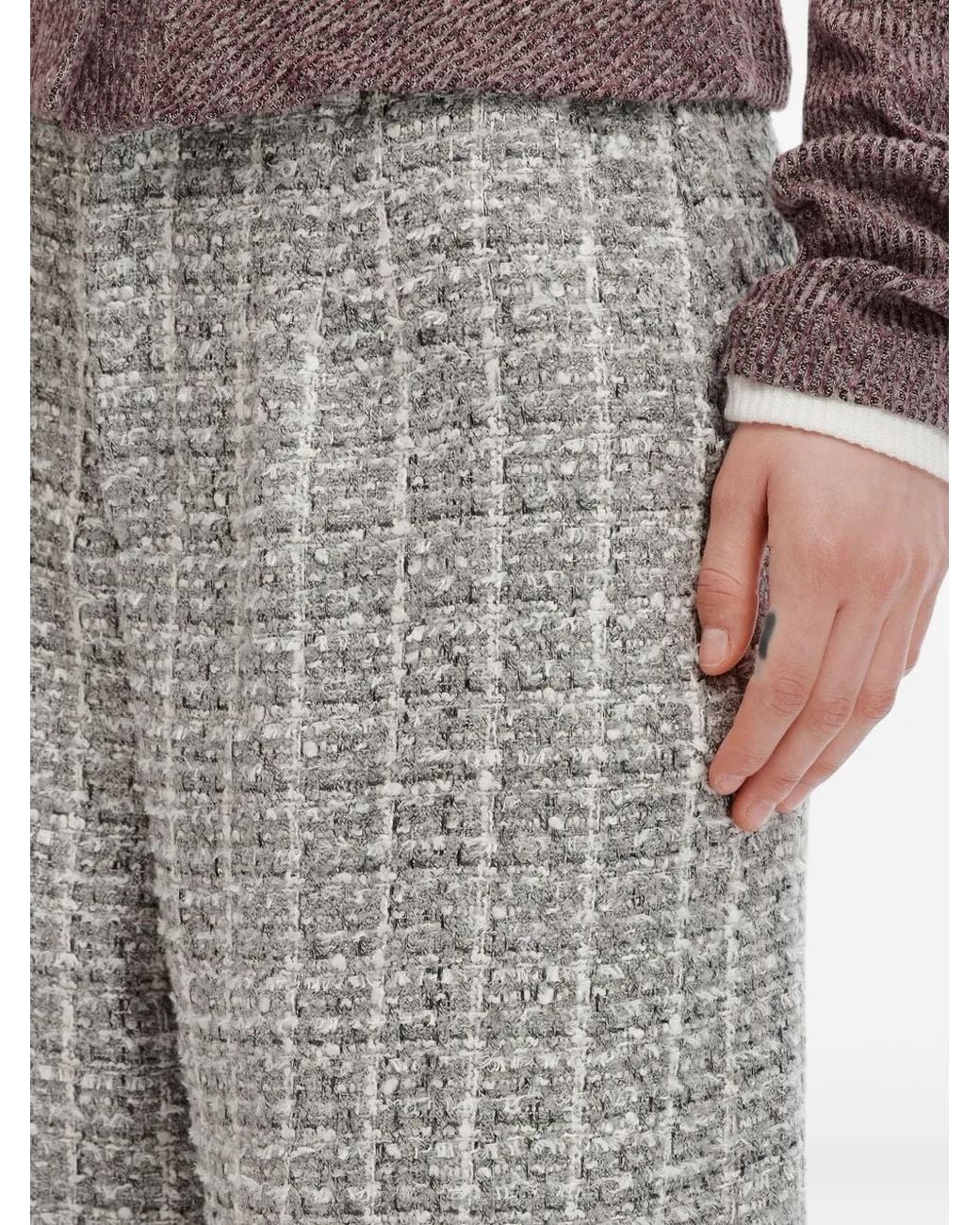 B+ AB Gray Tweed-Effect Wide-Leg Trousers