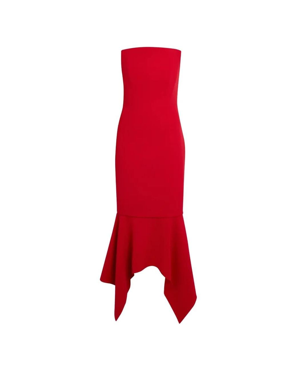 Safiyaa Red Tegan Asymmetric Midi Dress