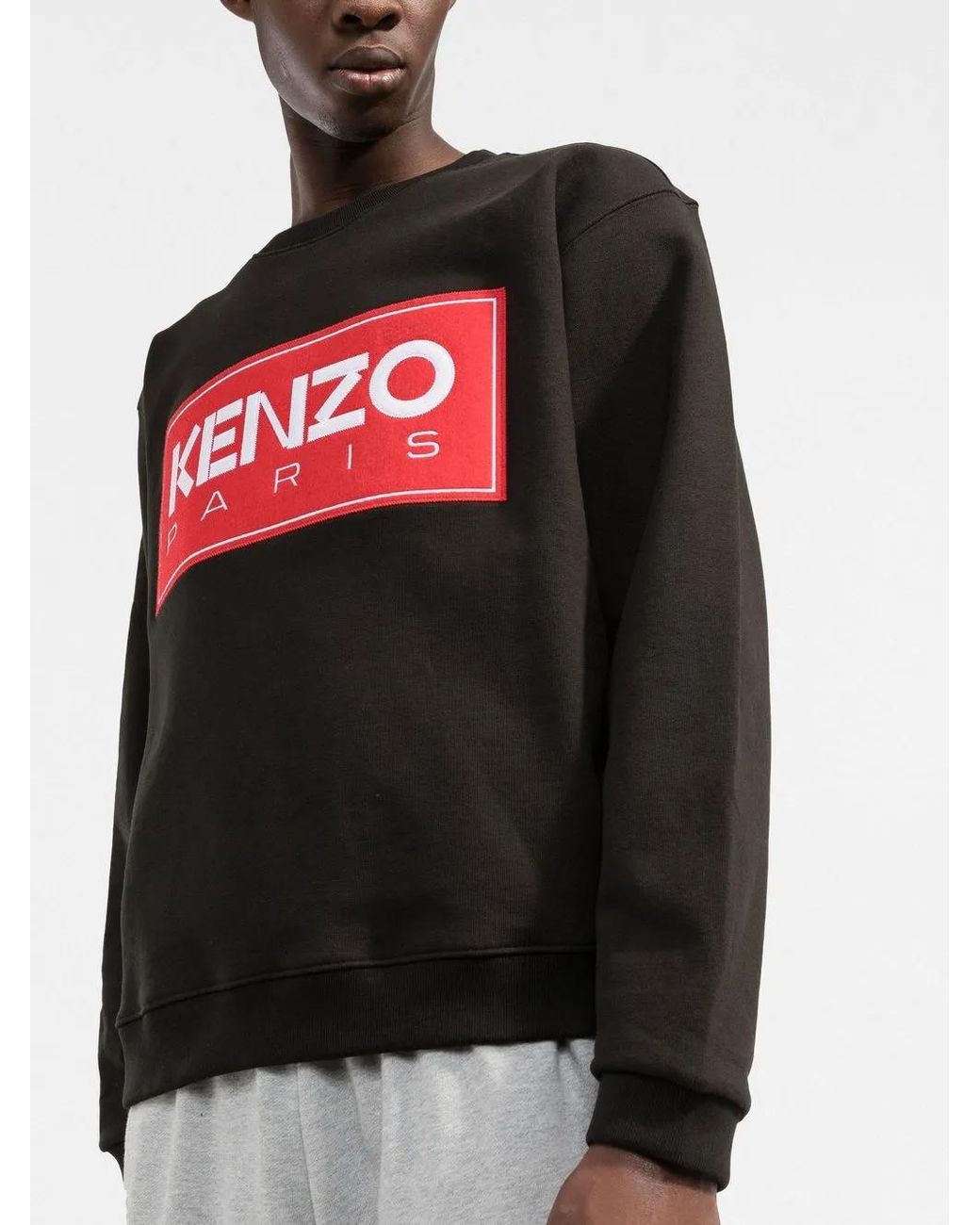 KENZO Black Logo Cotton Crewneck Sweatshirt for men