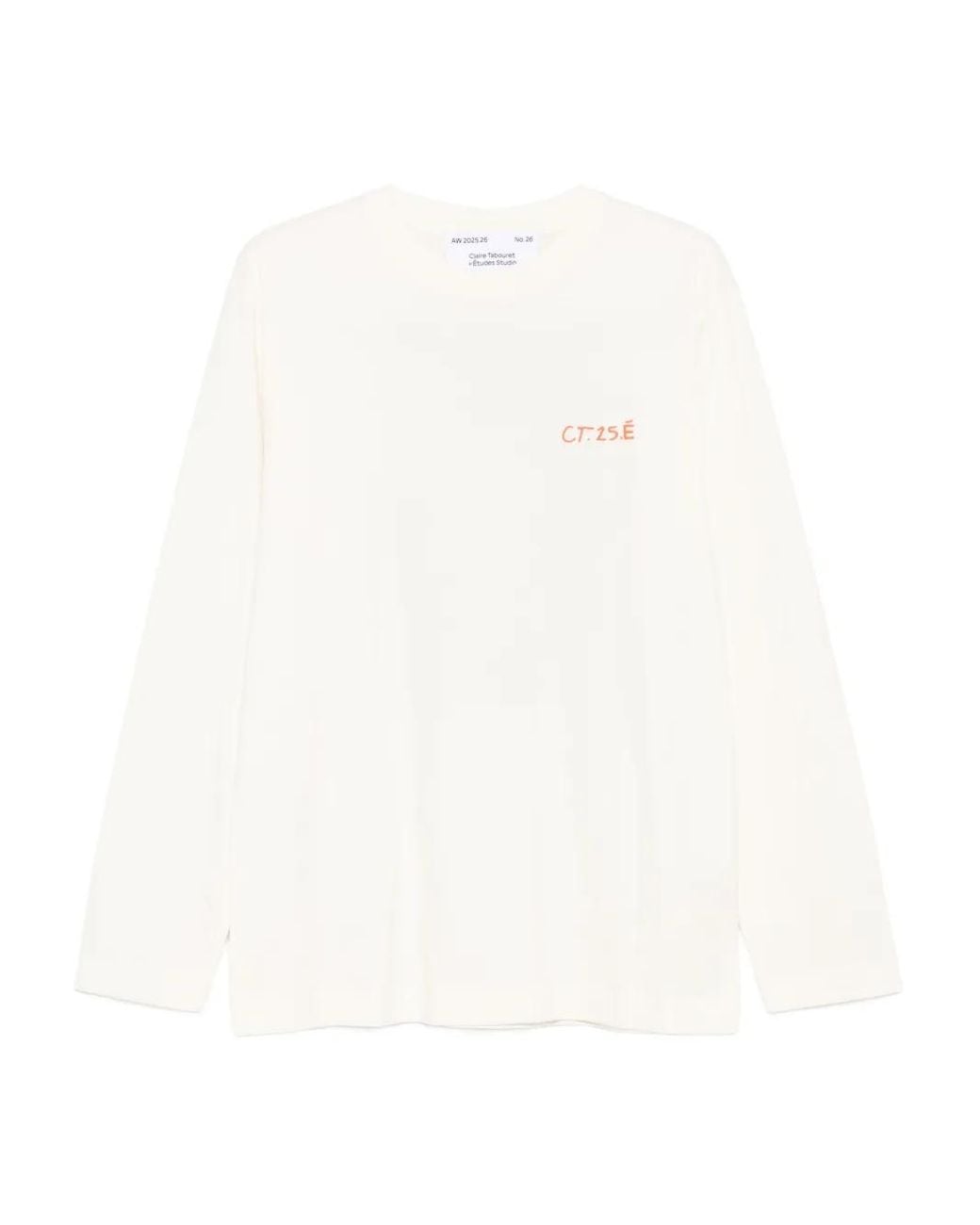 Etudes Studio White Long-Sleeve Portrait-Print T-Shirt for men