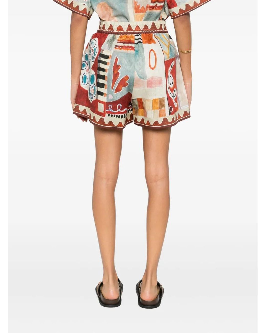 ALÉMAIS Red Michelle Abstract-Print Shorts