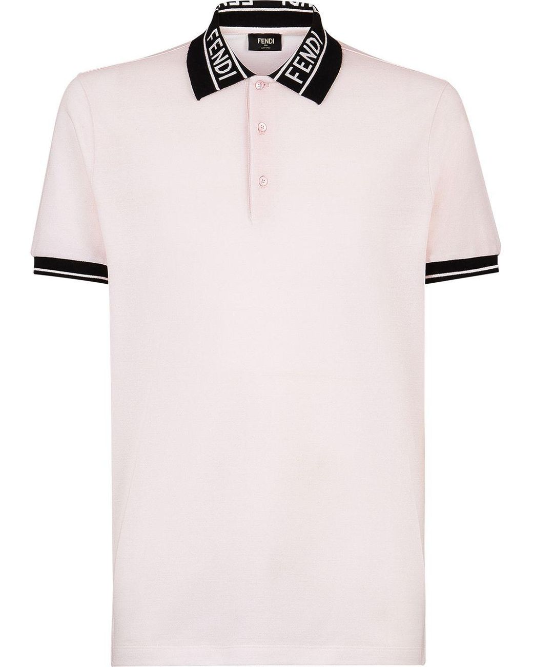 Fendi Cotton Logo-collar Polo Shirt in White for Men | Lyst