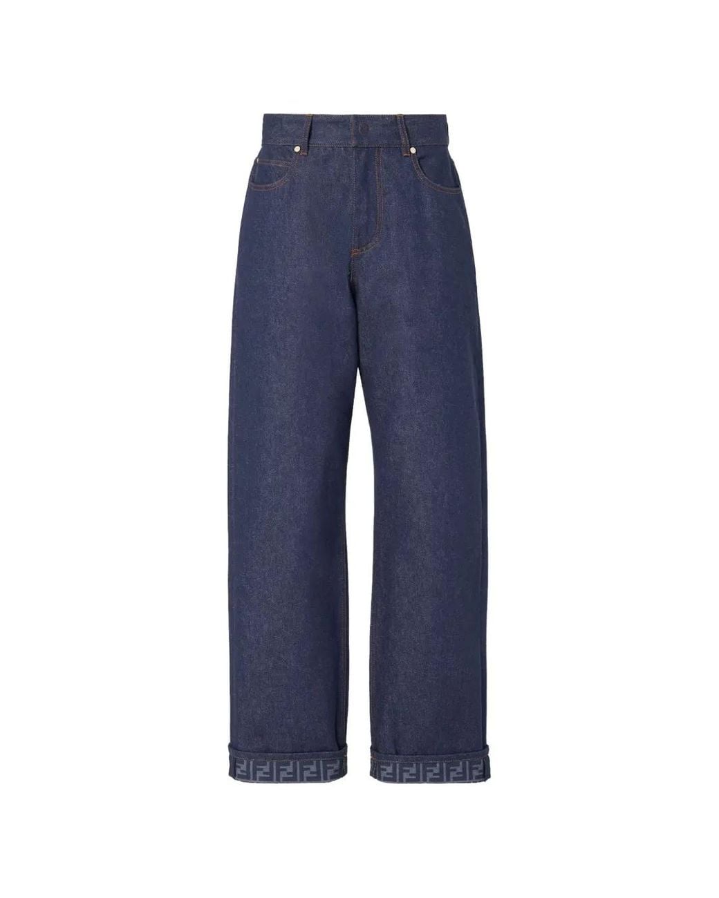 Fendi Blue Ff Reverse Denim Jeans